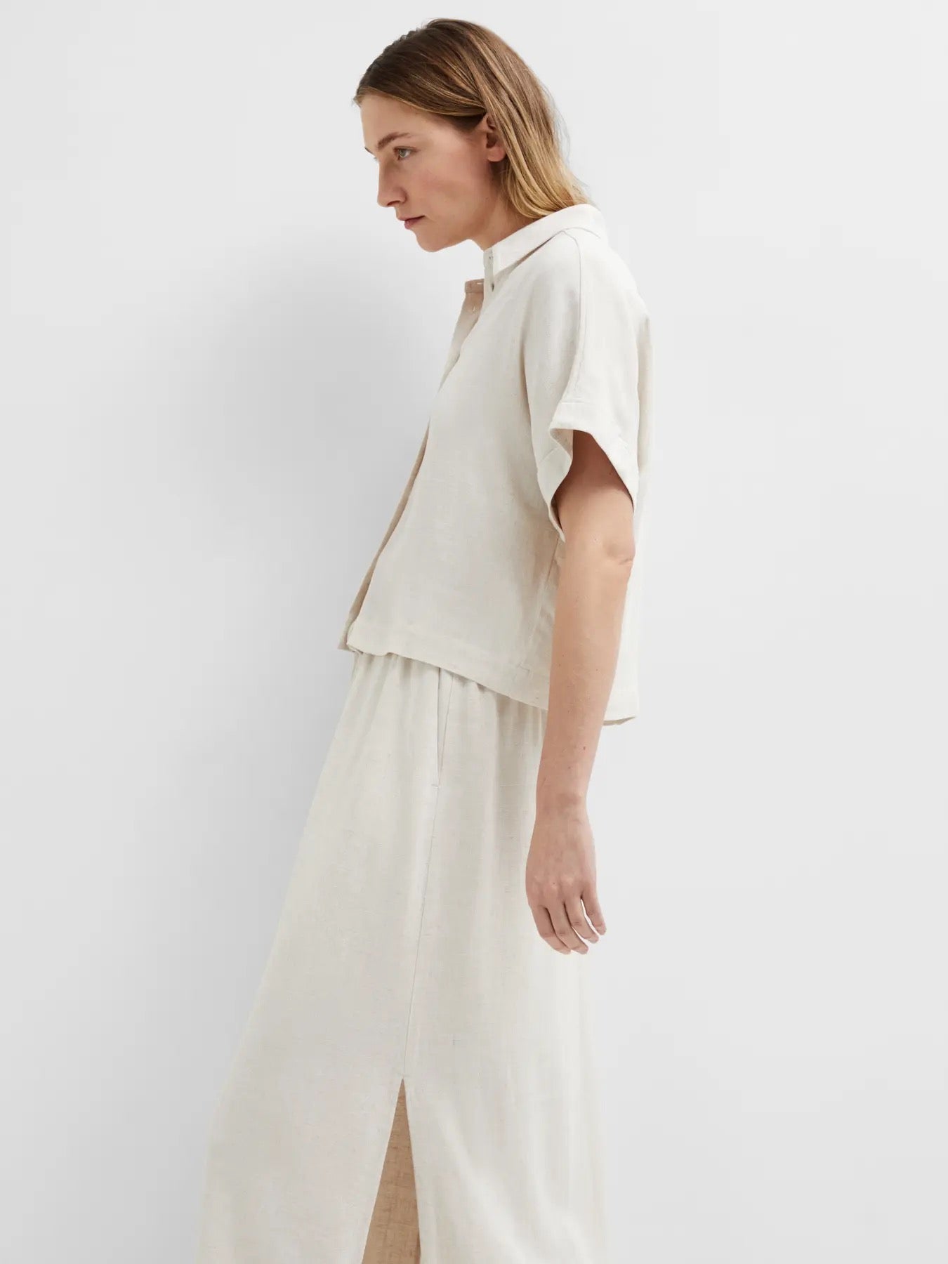 Viva Cropped Shirt Linne/Viskos