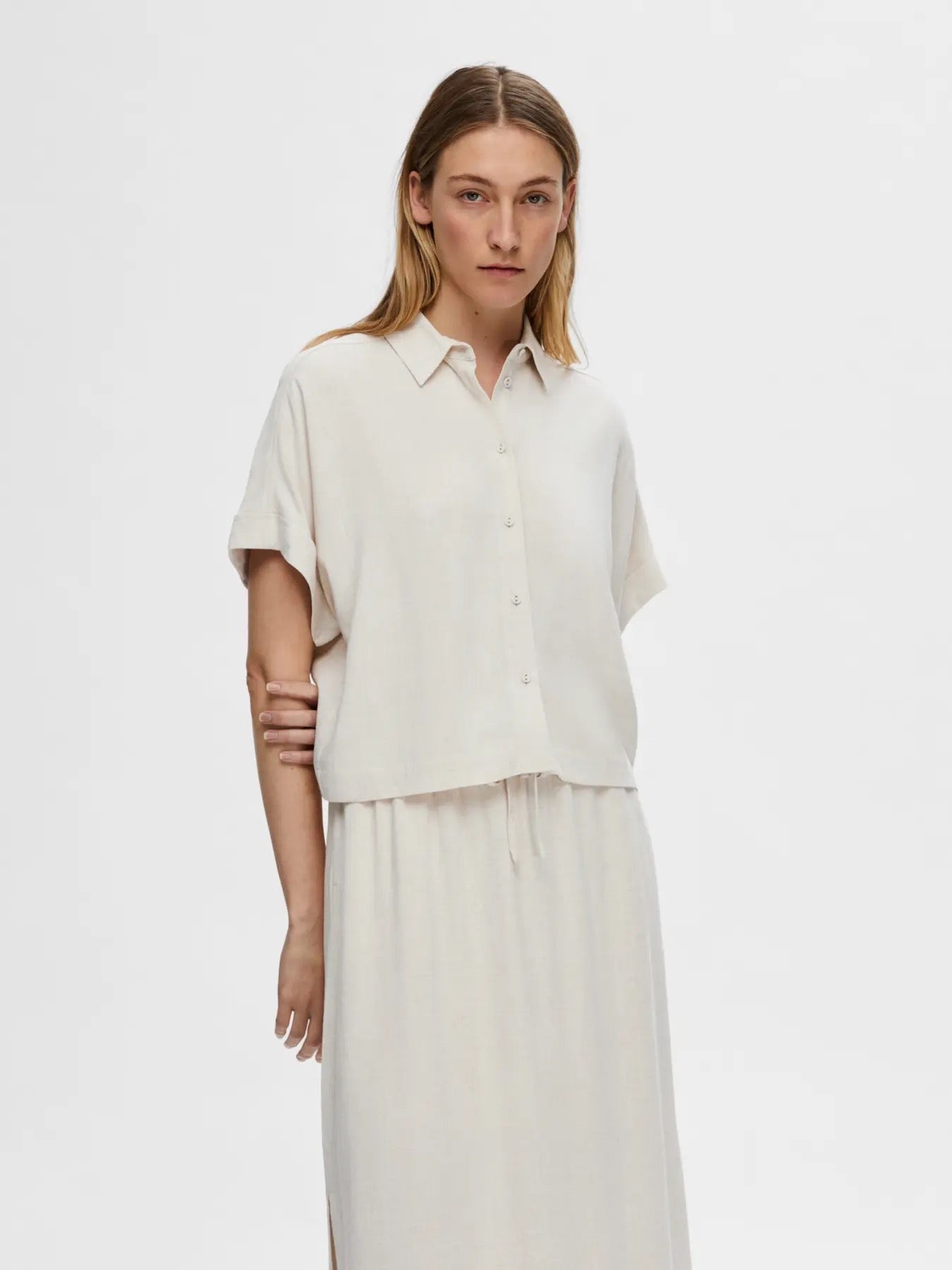 Viva Cropped Shirt Linne/Viskos