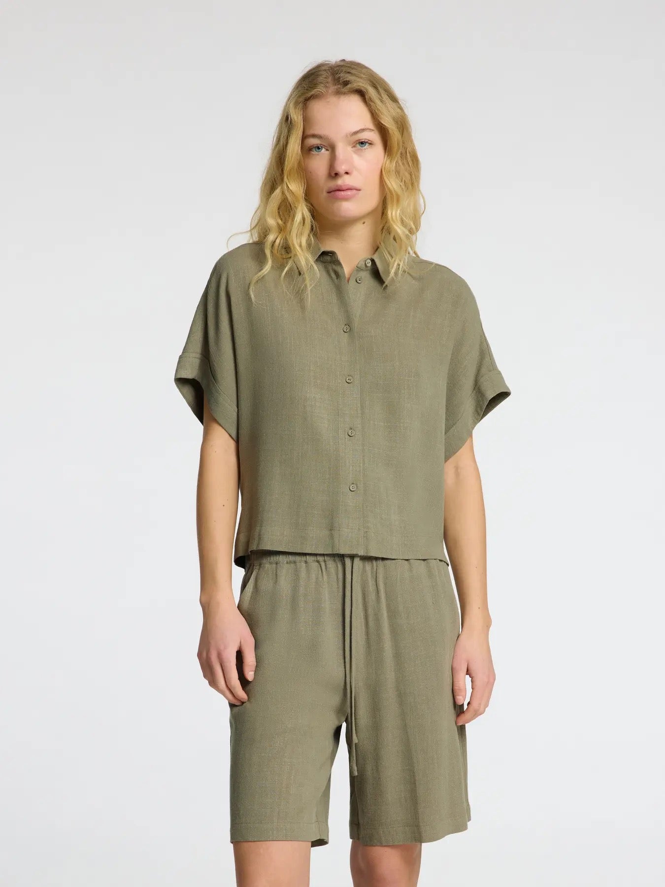 Viva Cropped Shirt Linne/Viskos