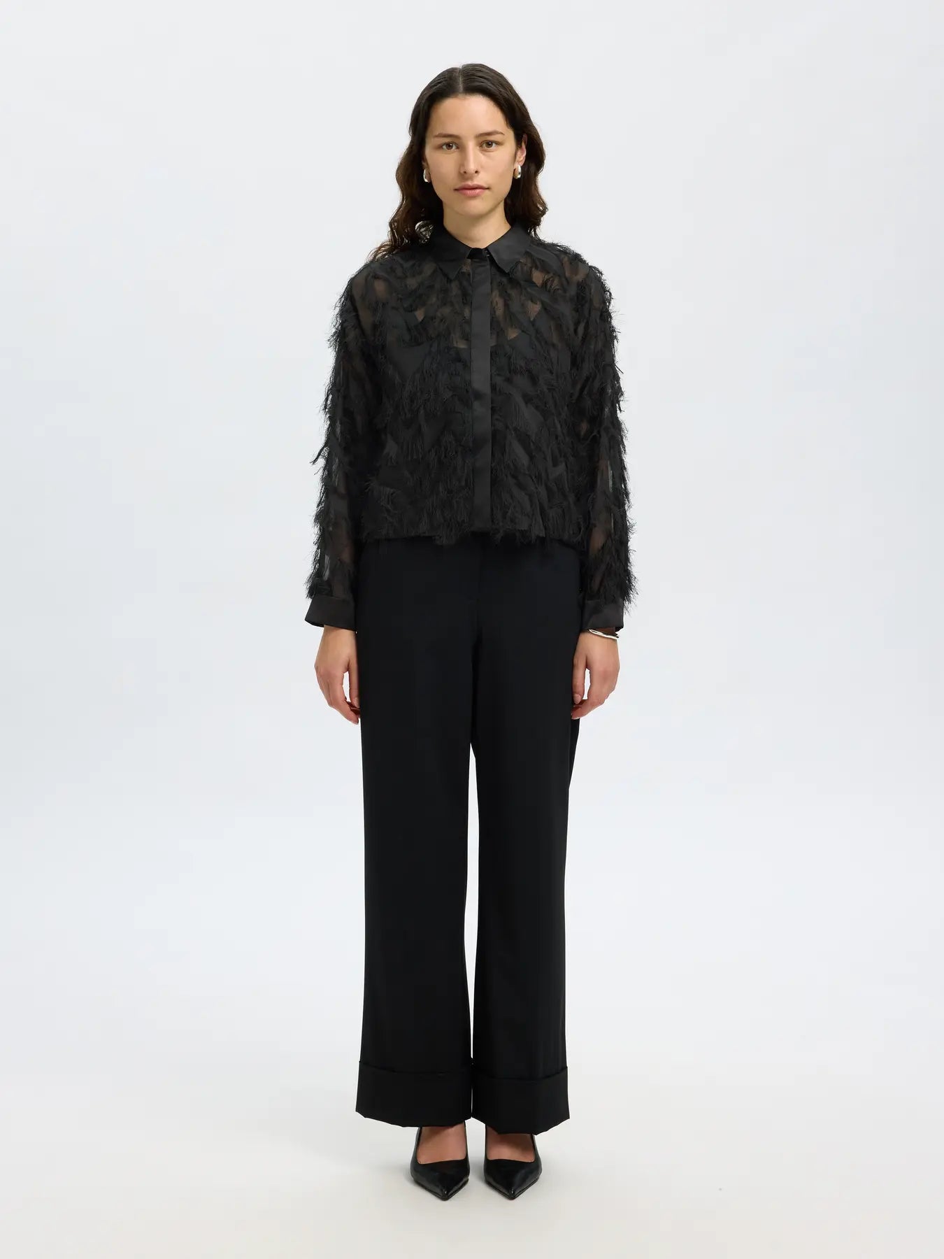 Myline LS Fluffy Cropped Shirt B