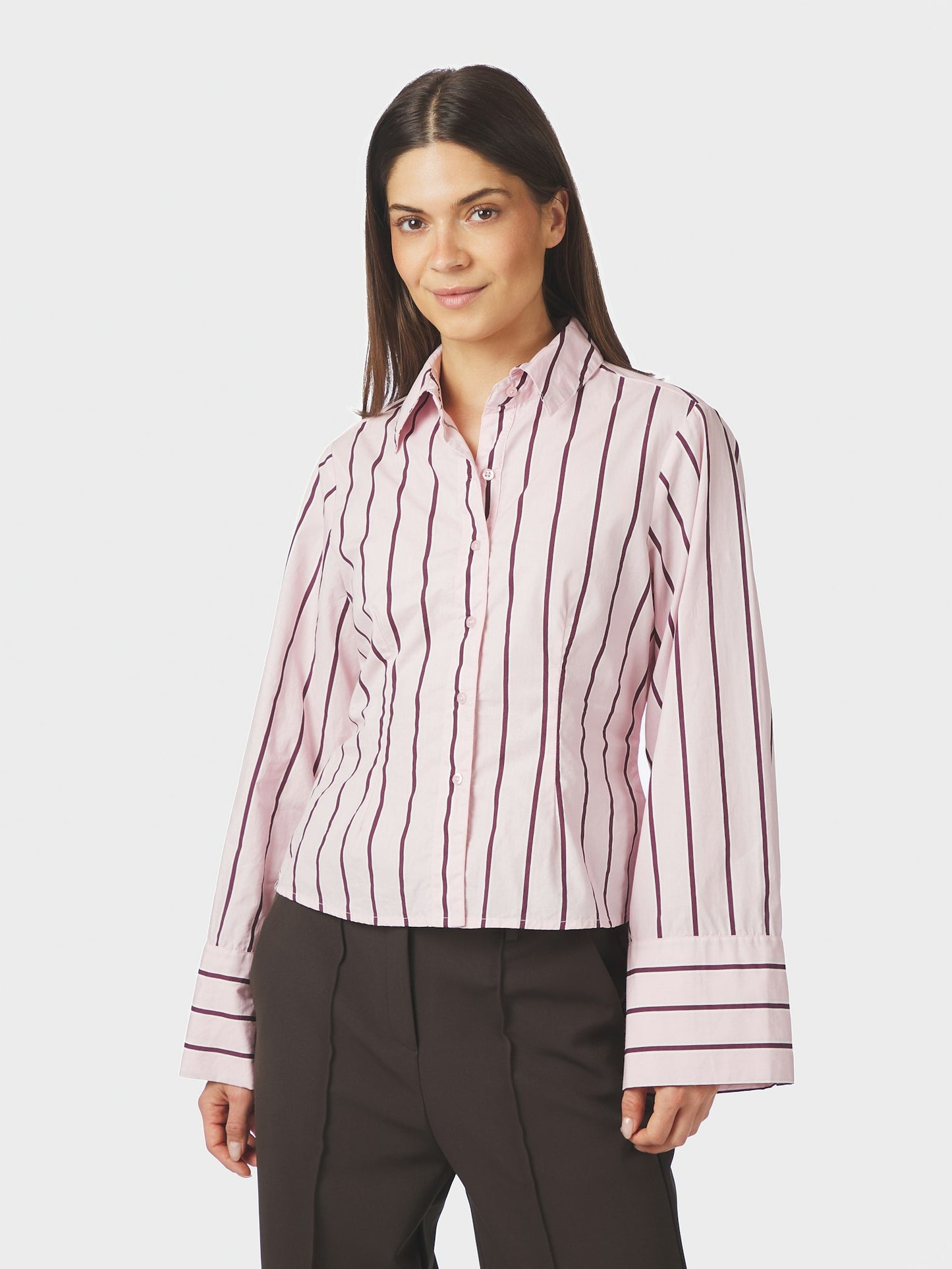 Neo Noir - Shirt - Light Pink - Rosa Wide Stripe