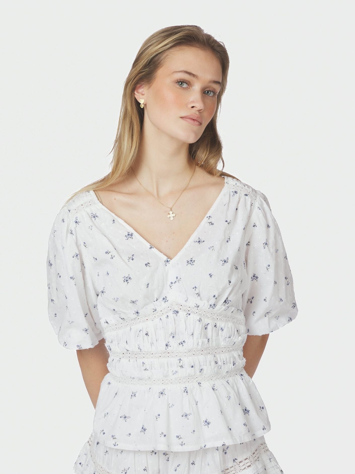 Neo Noir Sapura Flower Dobby Blouse