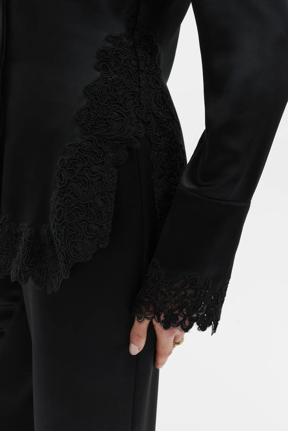 Malou Satin Lace Hem Skirt