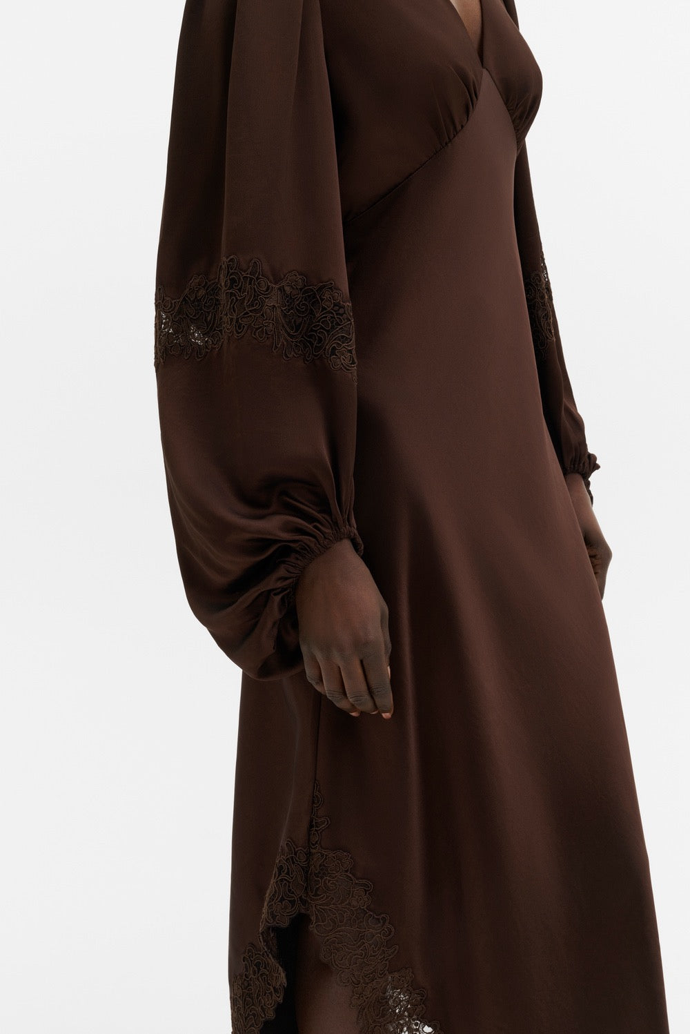 Seema Asymmetric Lace Hem Maxi Dress