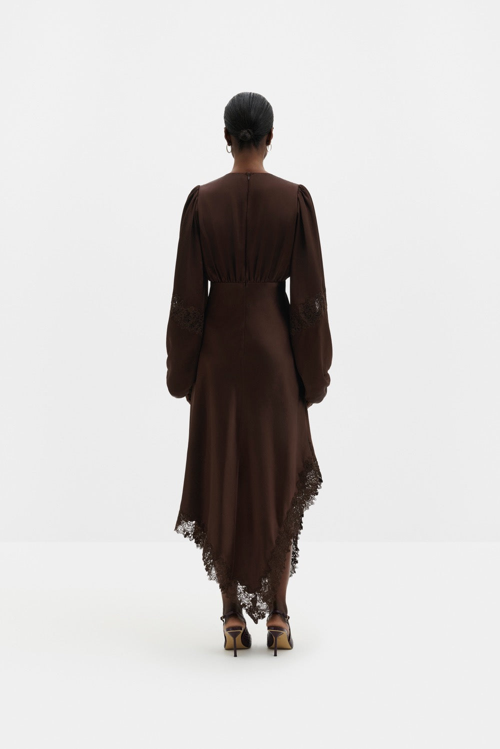 Seema Asymmetric Lace Hem Maxi Dress