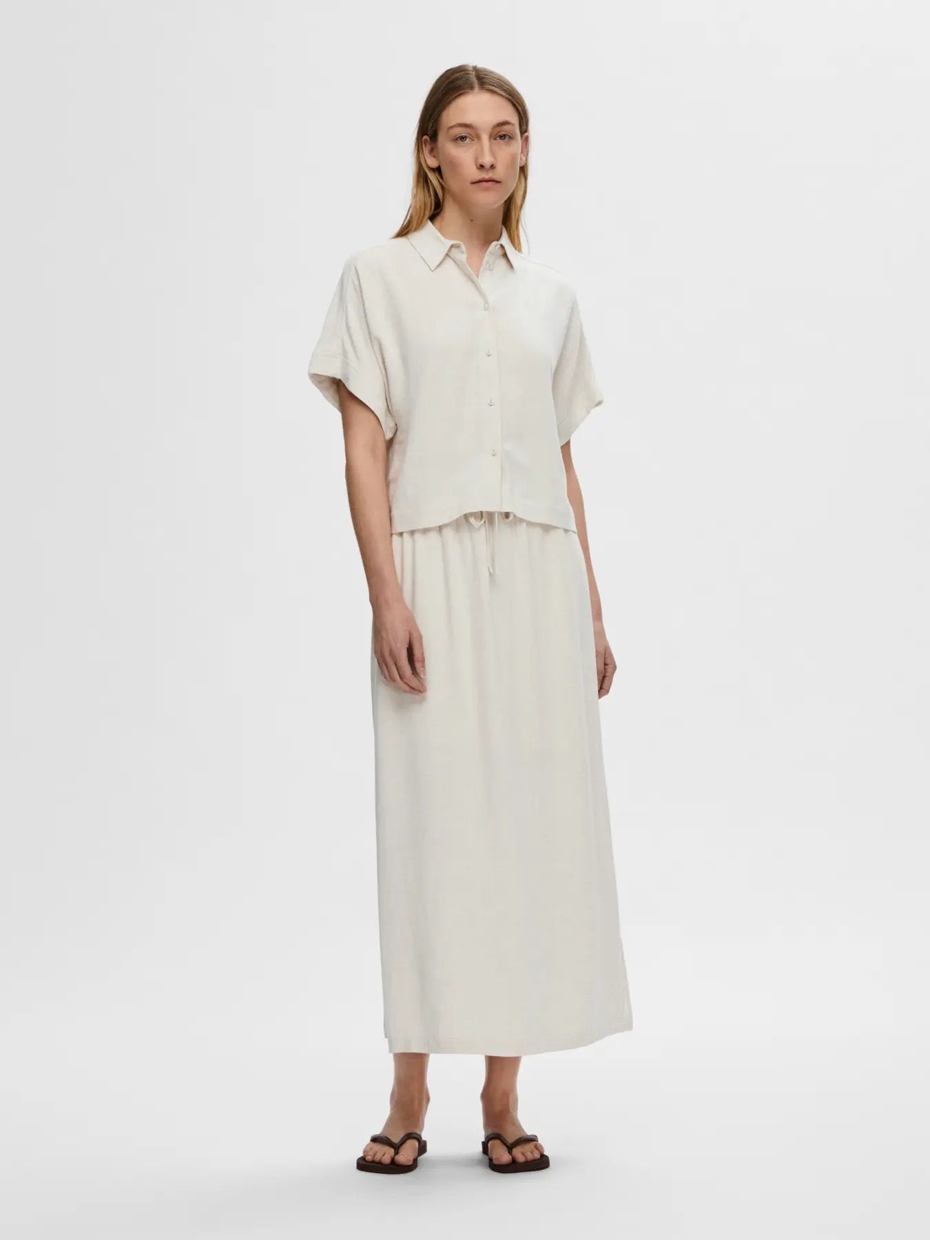Viva Cropped Shirt Linne/Viskos