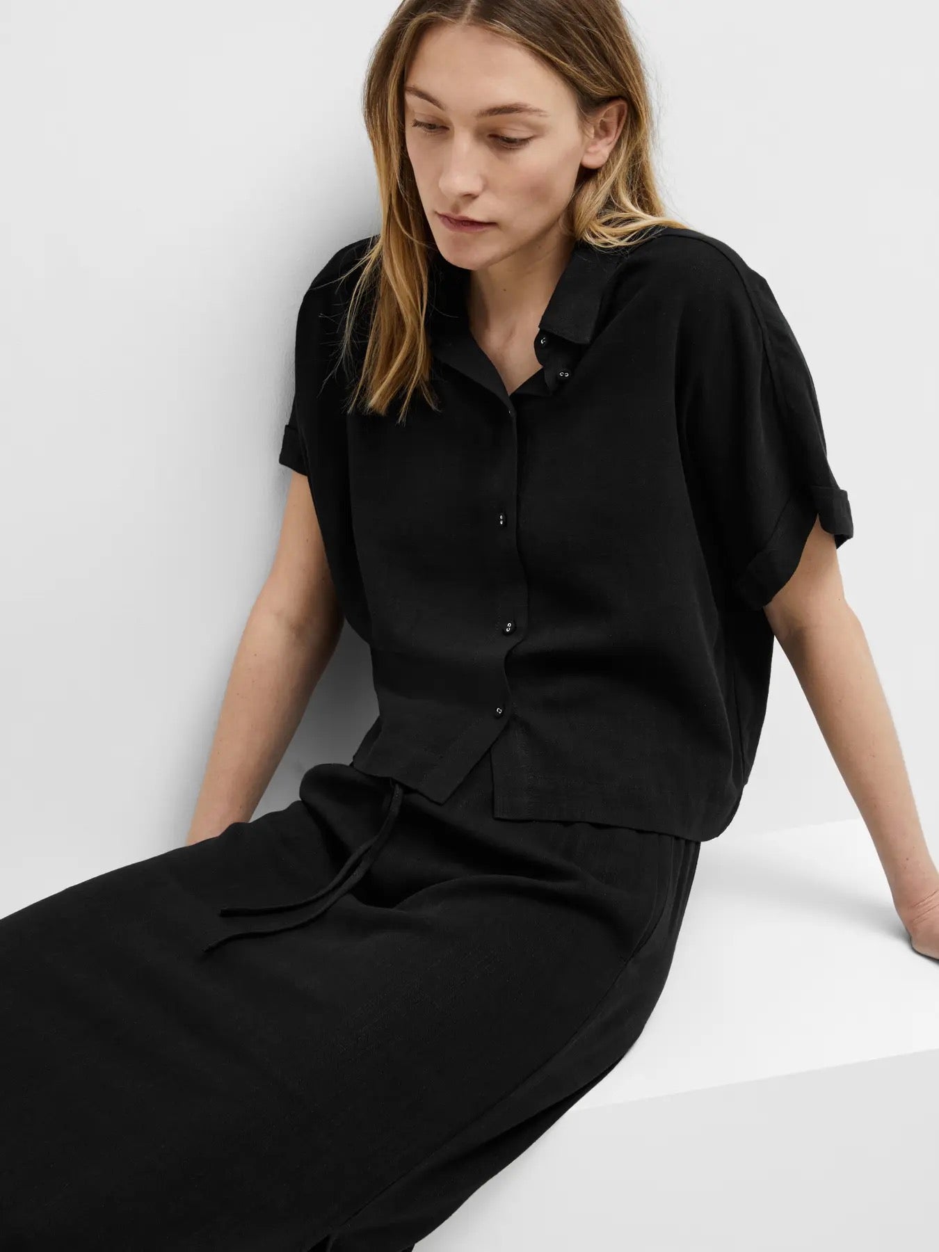 Viva Cropped Shirt Linne/Viskos