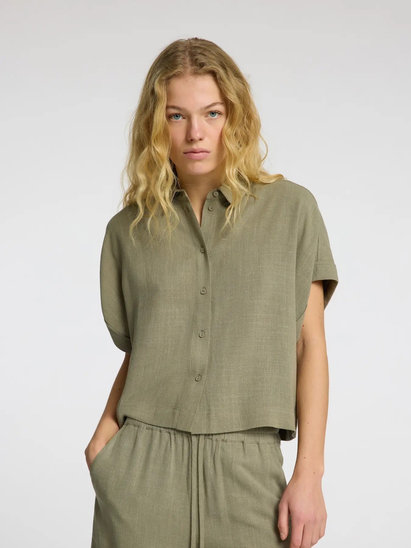 Viva Cropped Shirt Linne/Viskos