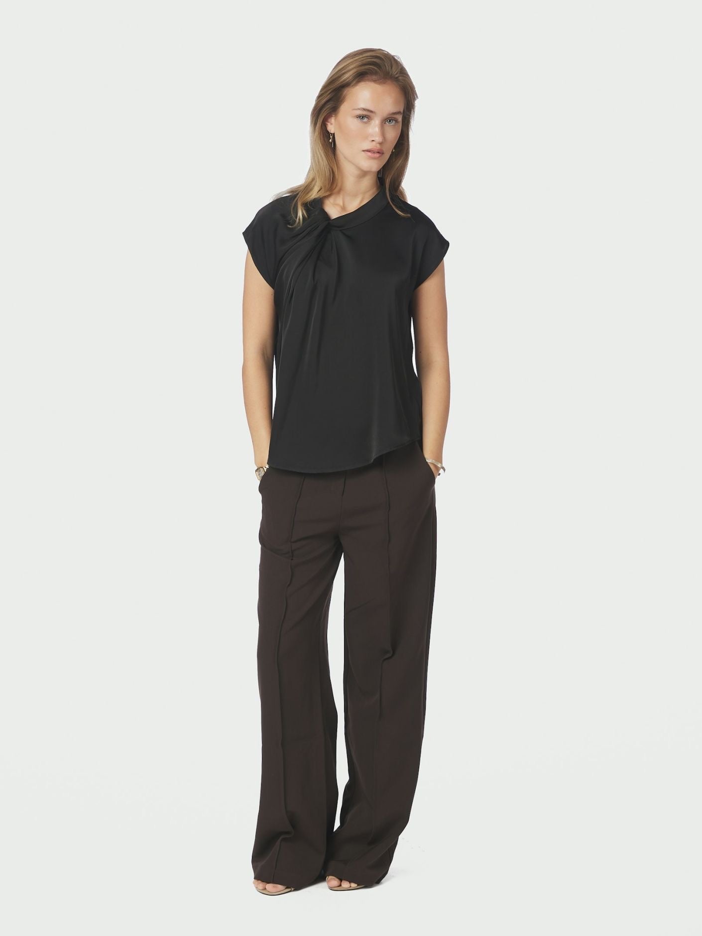 Fleur Drapy Satin Blouse