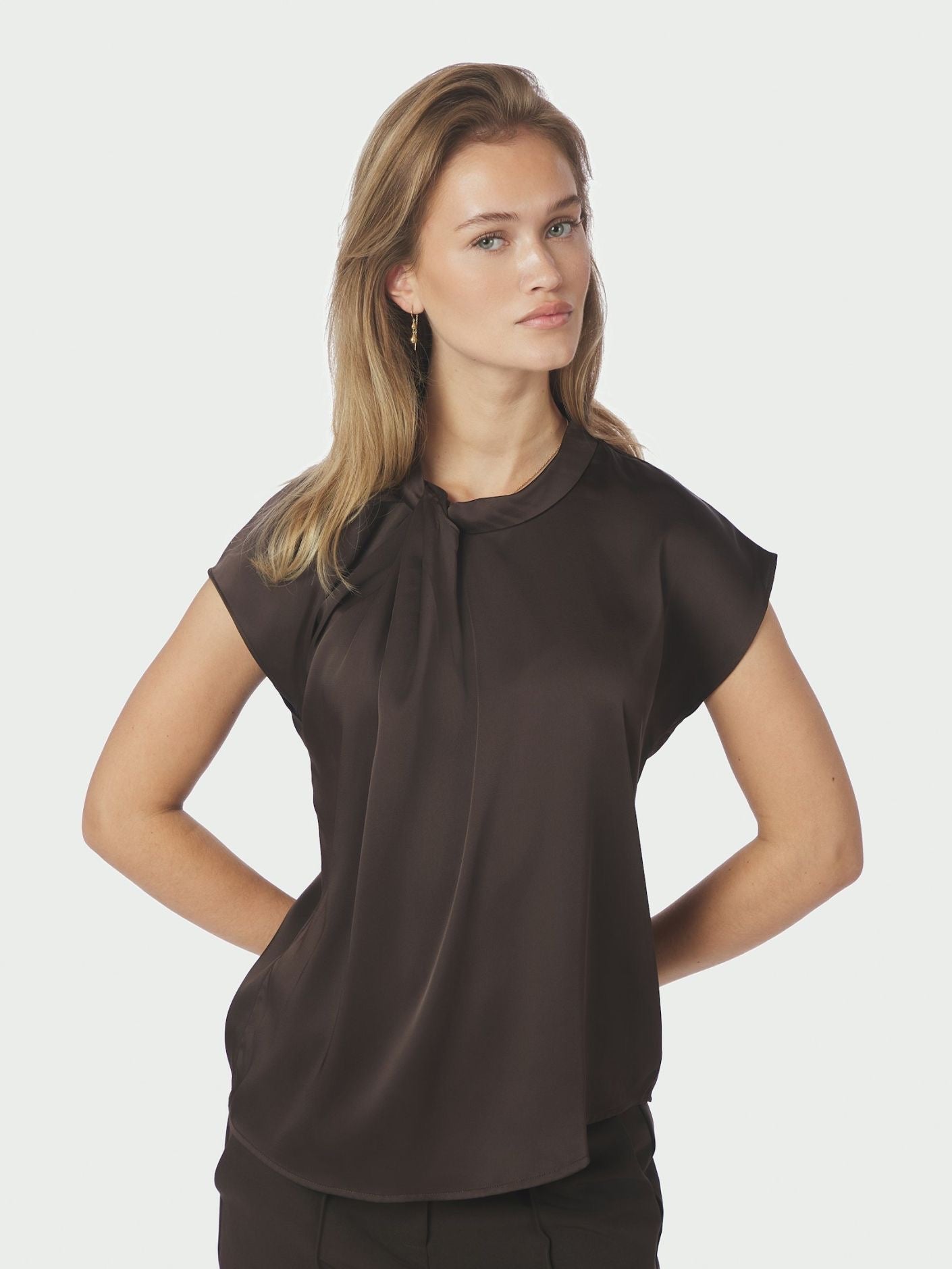 Fleur Drapy Satin Blouse