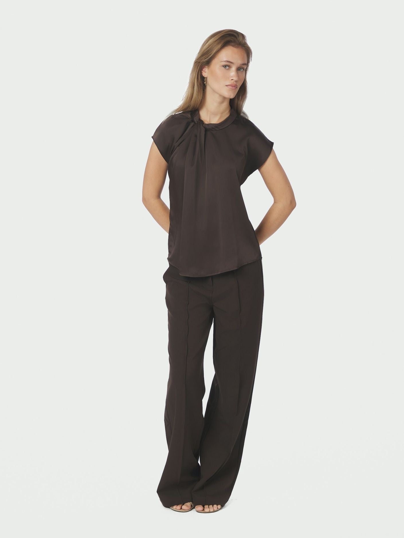 Fleur Drapy Satin Blouse