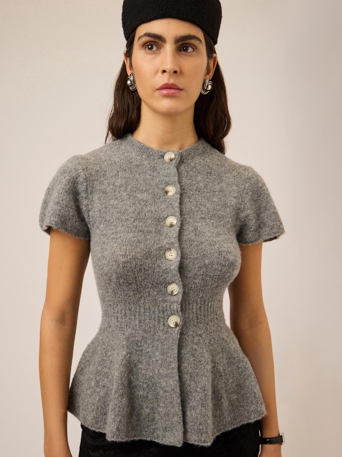 Y.A.S - Cardigan - Medium Grey Melange - Yas