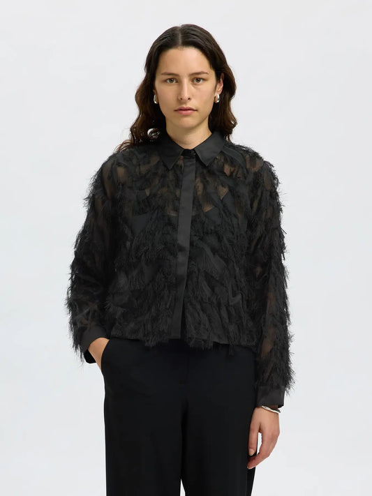 Myline LS Fluffy Cropped Shirt B