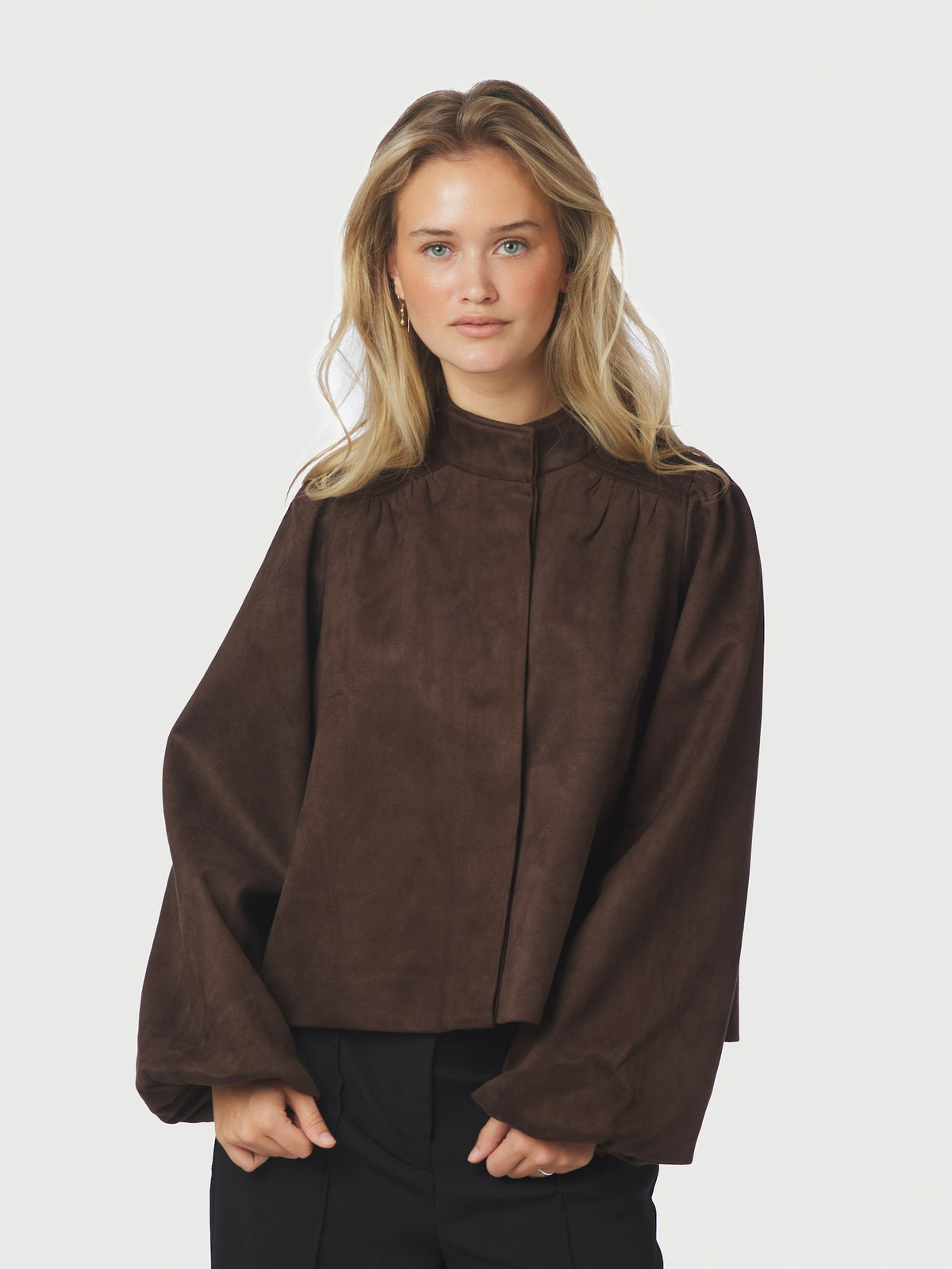 Neo Noir - Jacket - Dark brown - Tirsa Faux Suede